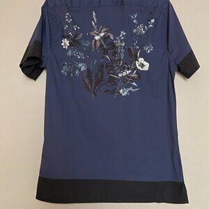 Express, XS, Floral Design, Color Block, Button Down Shirt